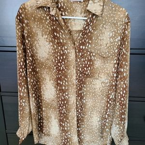 Buddy Love Fawn/Deer print button up shirt Size XS